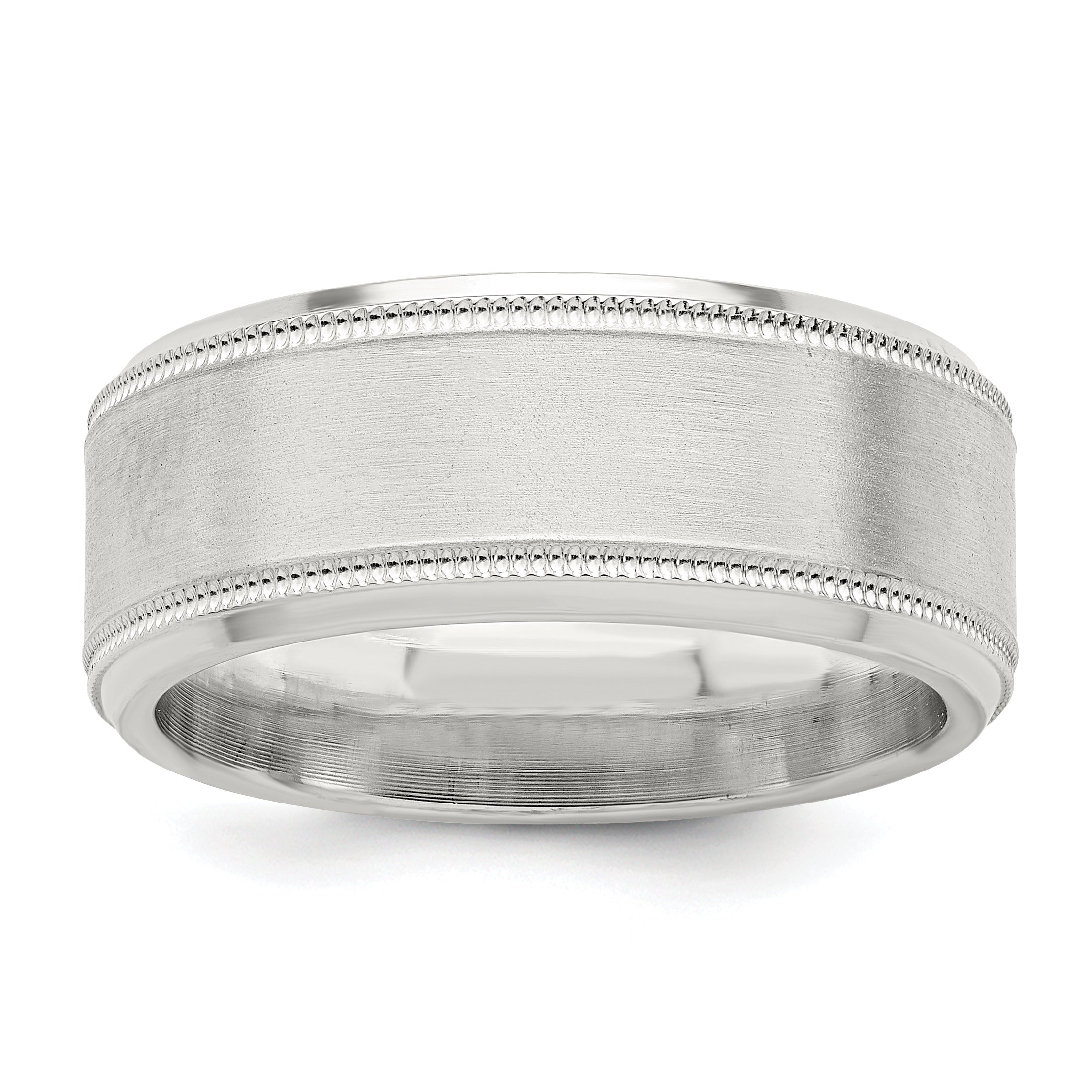 Sterlingsilber 6mm Gebürstet Flach Milgrain Abgeschrägt Kante Fantasie Ring