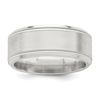 Sterlingsilber 6mm Gebürstet Flach Milgrain Abgeschrägt Kante Fantasie Ring