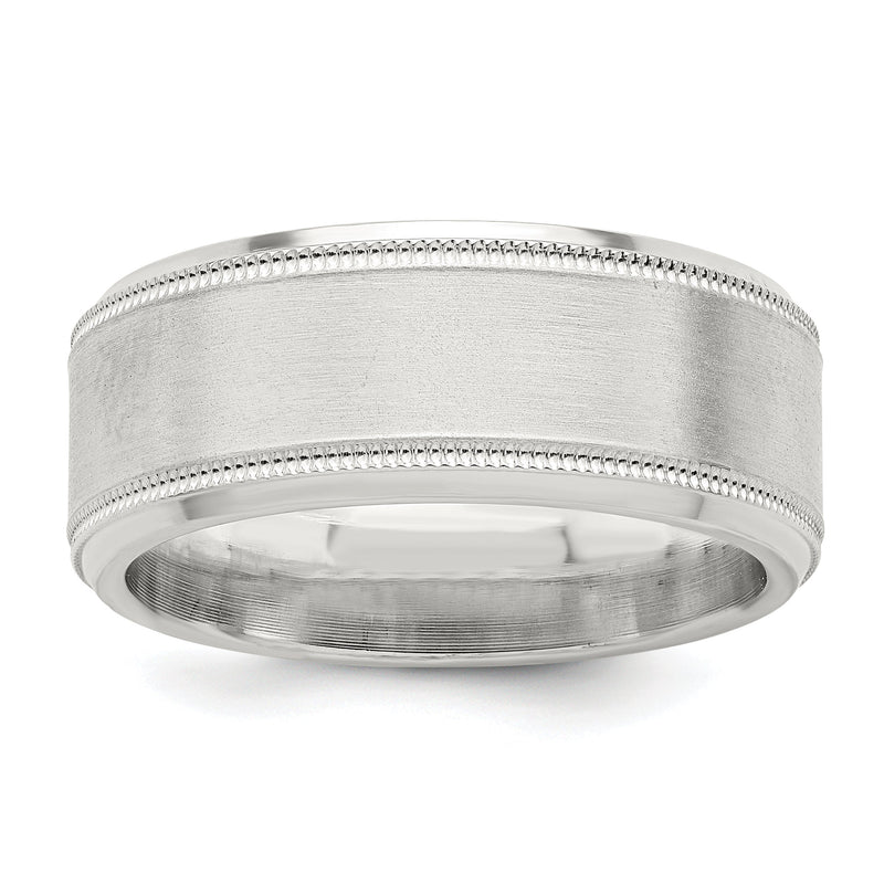 Sterlingsilber 6mm Gebürstet Flach Milgrain Abgeschrägt Kante Fantasie Ring