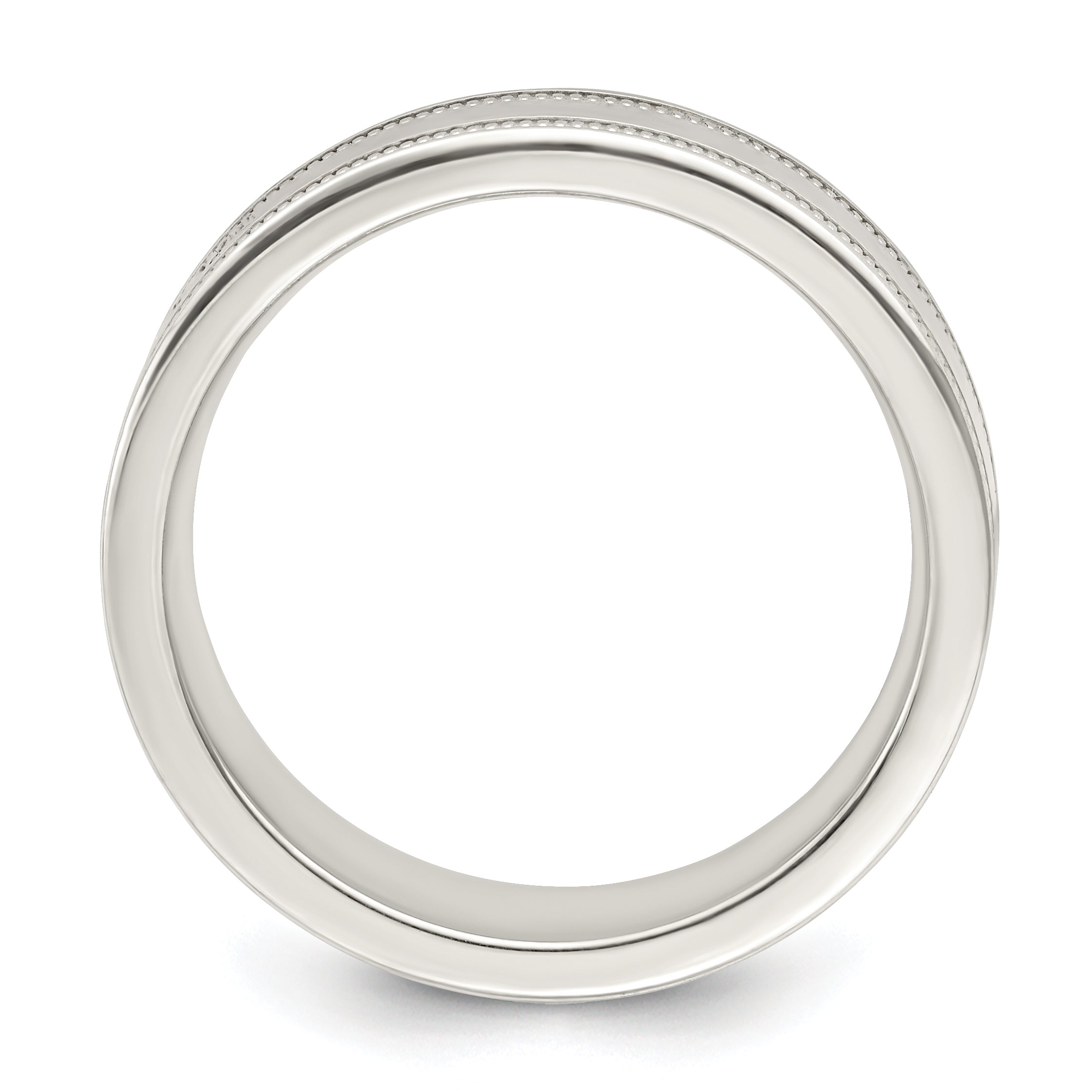 Sterlingsilber 6mm Poliert Flach Milgrain Gerillt Kante Fantasie Ring