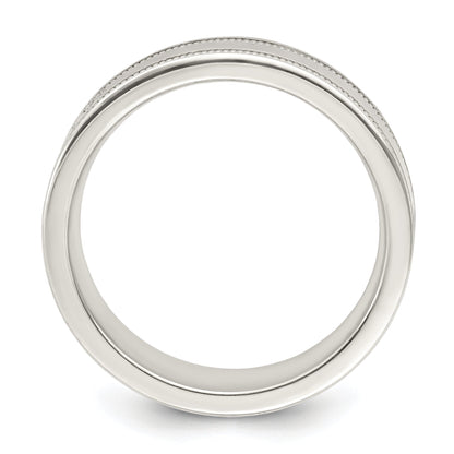 Sterlingsilber 6mm Poliert Flach Milgrain Gerillt Kante Fantasie Ring