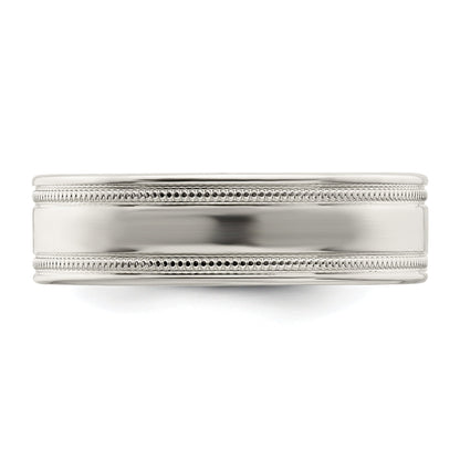 Sterlingsilber 6mm Poliert Flach Milgrain Gerillt Kante Fantasie Ring