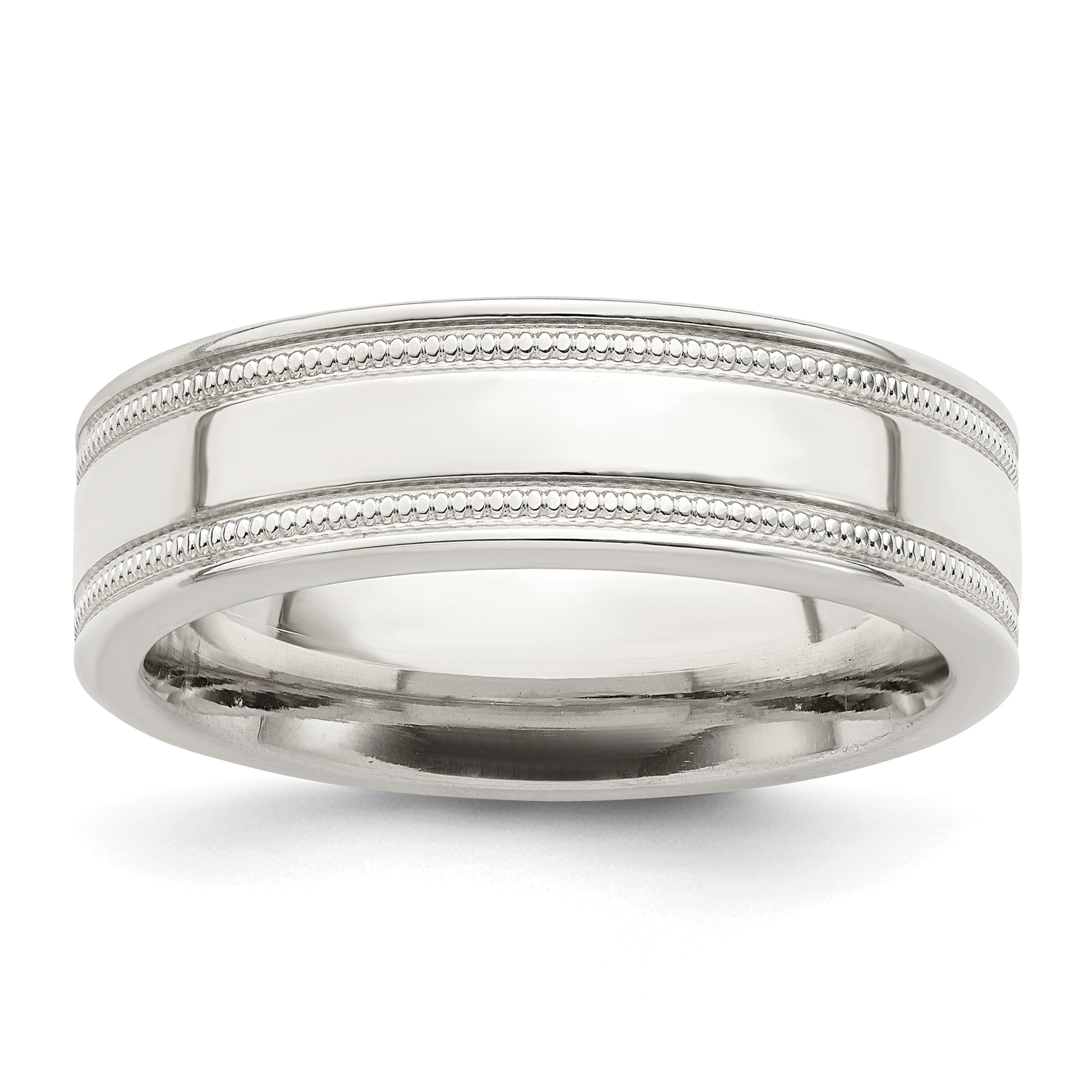 Sterlingsilber 6mm Poliert Flach Milgrain Gerillt Kante Fantasie Ring