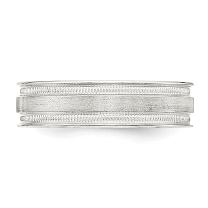 Sterlingsilber 6mm Gebürstet Flach Milgrain Gerillt Kante Fantasie Ring
