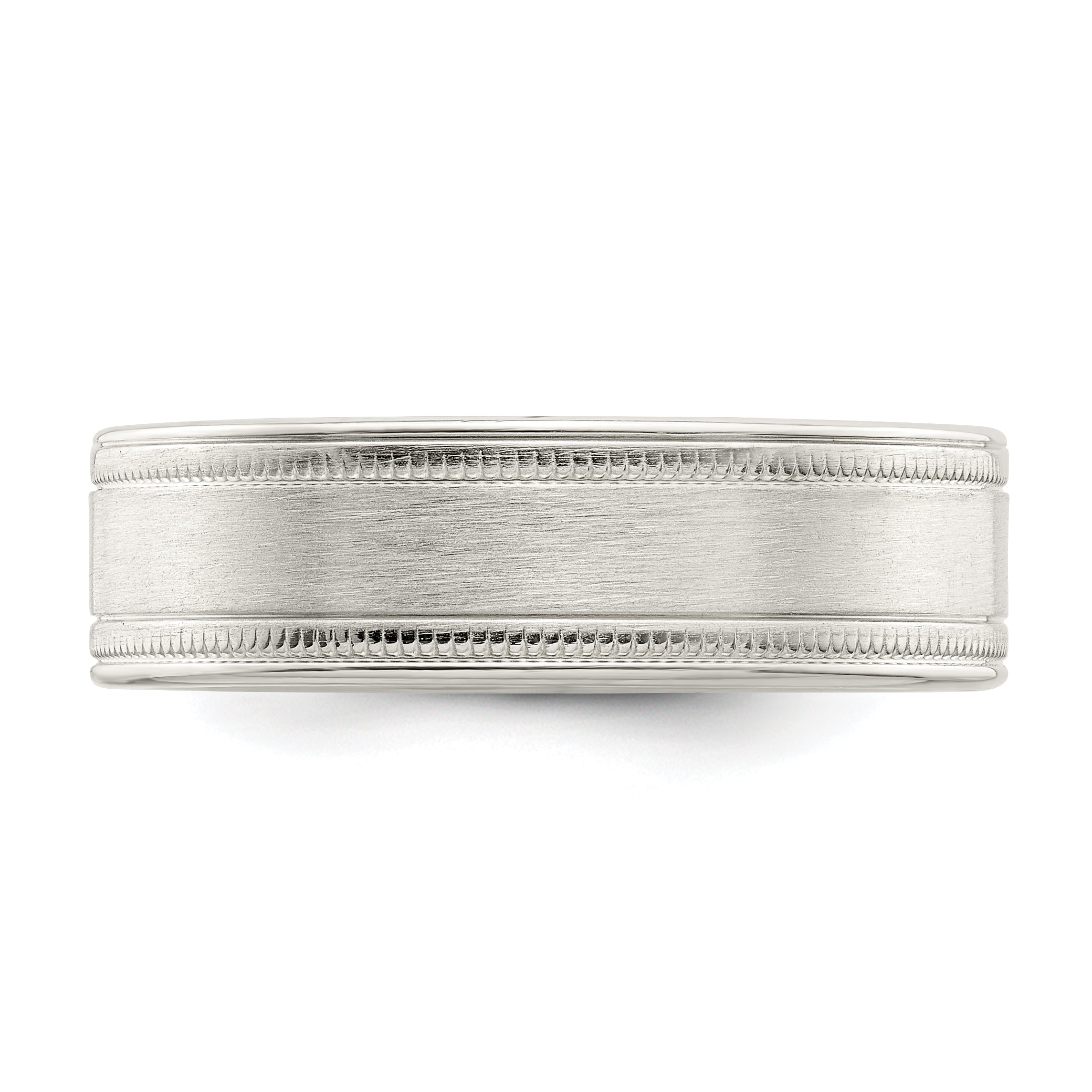 Sterlingsilber 6mm Gebürstet Flach Milgrain Gerillt Kante Fantasie Ring