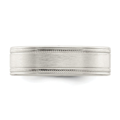 Sterlingsilber 6mm Gebürstet Flach Milgrain Gerillt Kante Fantasie Ring