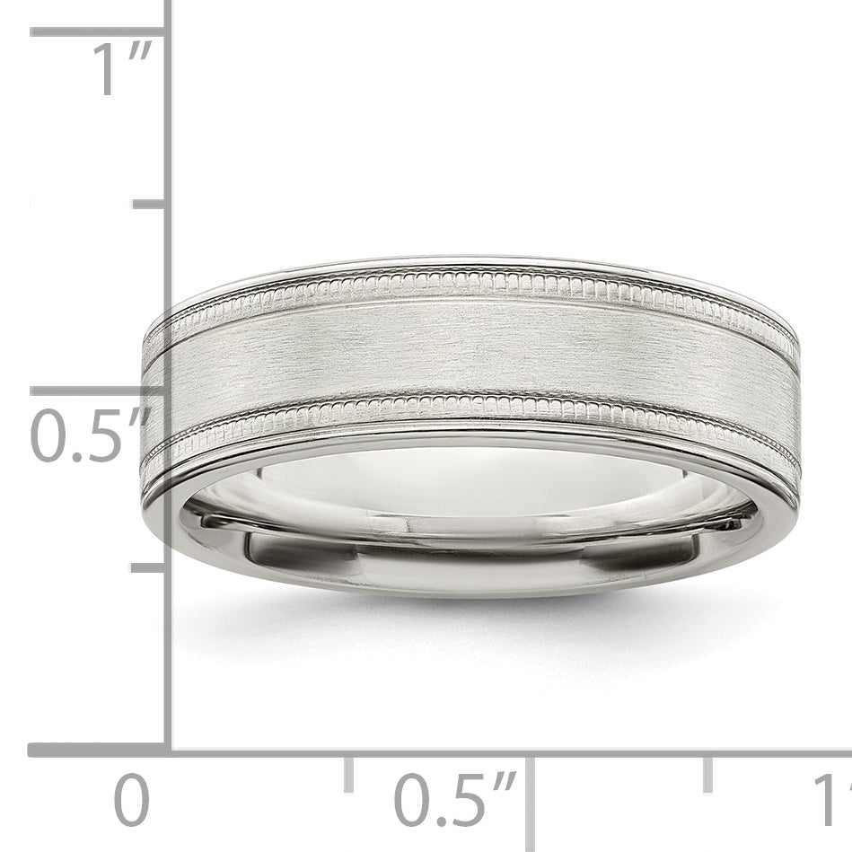 Sterlingsilber 6mm Gebürstet Flach Milgrain Gerillt Kante Fantasie Ring