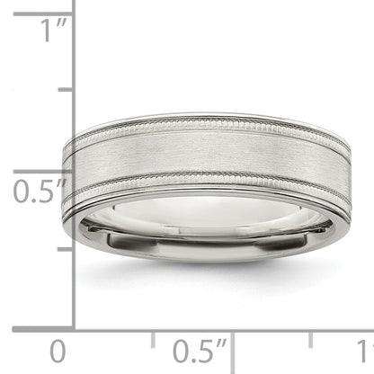 Sterlingsilber 6mm Gebürstet Flach Milgrain Gerillt Kante Fantasie Ring