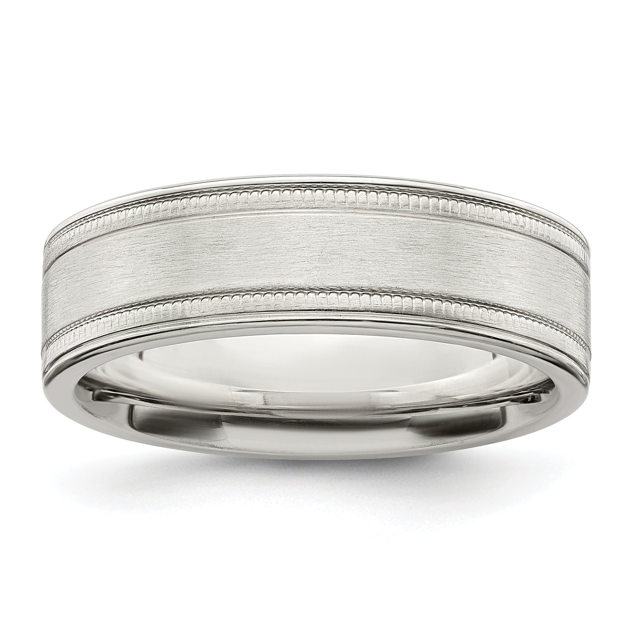 Sterlingsilber 6mm Gebürstet Flach Milgrain Gerillt Kante Fantasie Ring