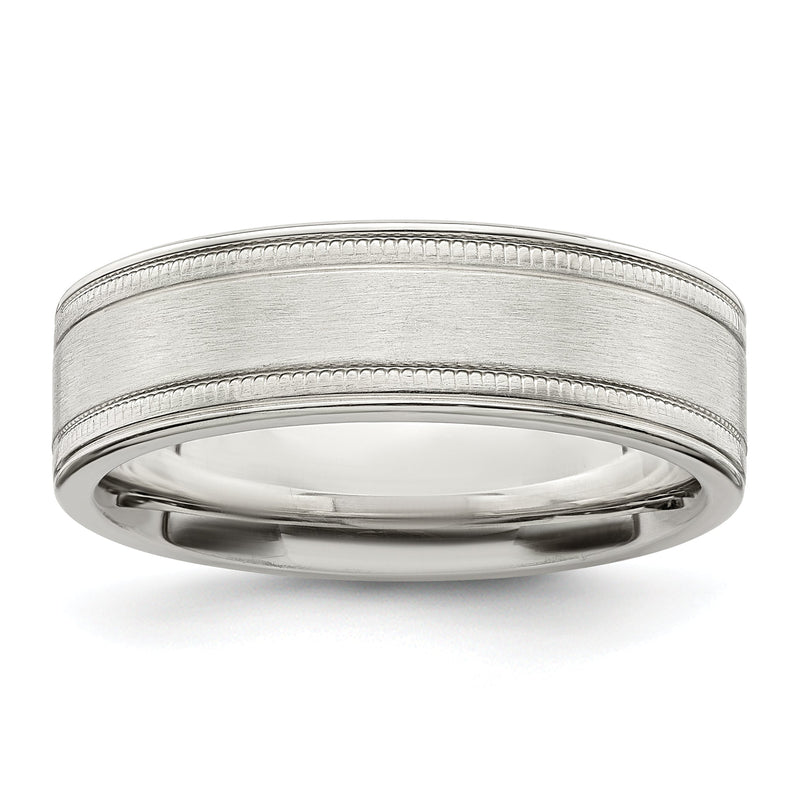 Sterlingsilber 6mm Gebürstet Flach Milgrain Gerillt Kante Fantasie Ring