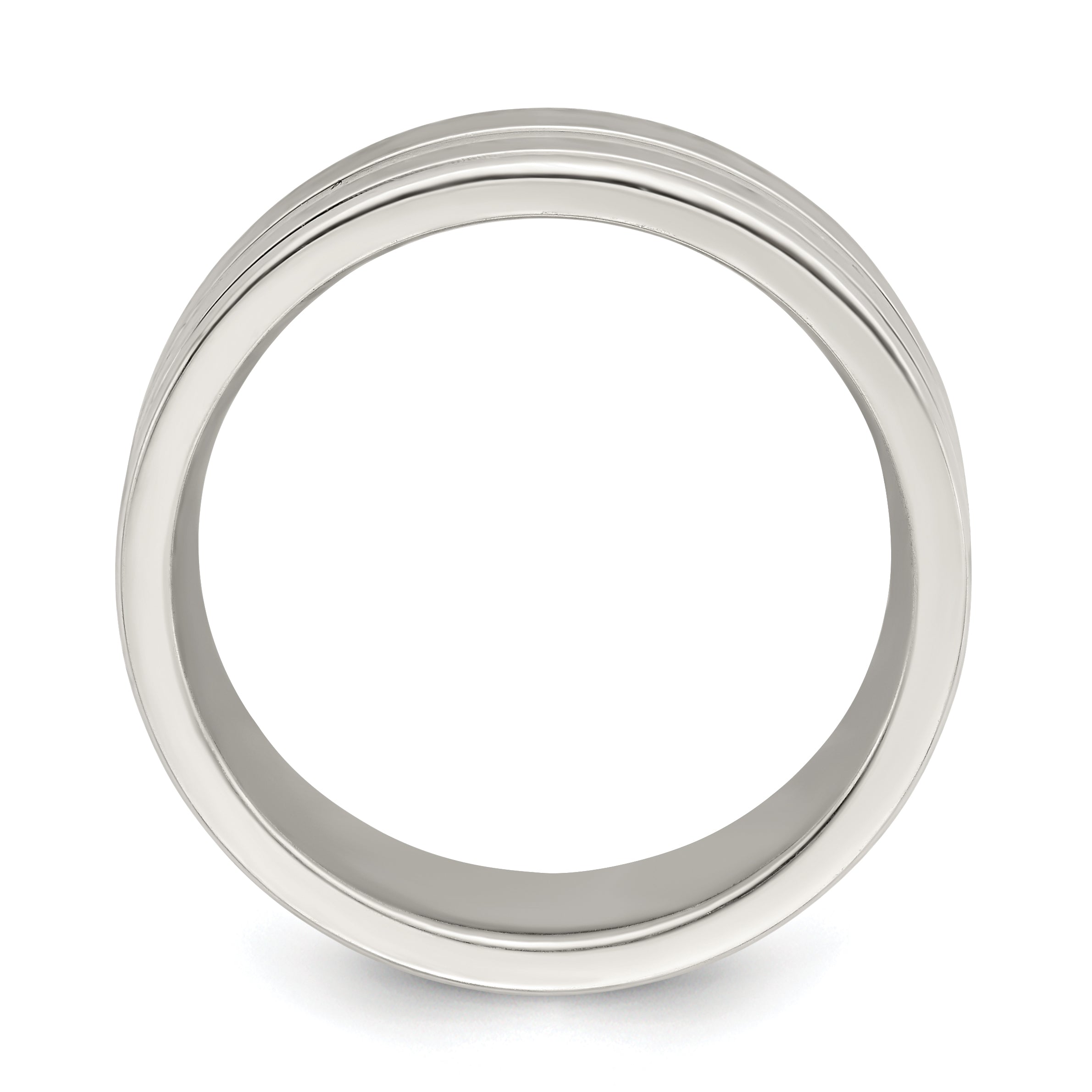 Sterlingsilber 8mm Poliert Flach Gerillt Fantasie Ring