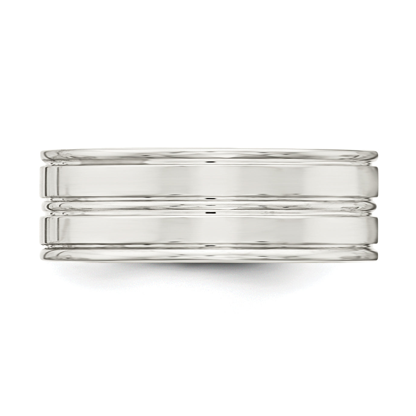 Sterlingsilber 8mm Poliert Flach Gerillt Fantasie Ring