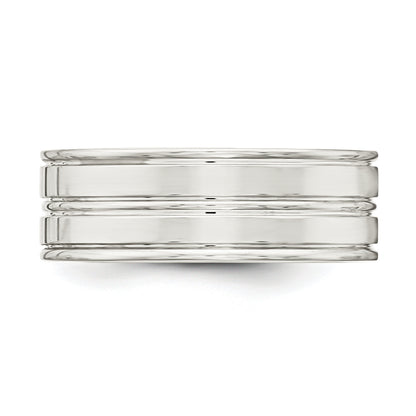 Sterlingsilber 8mm Poliert Flach Gerillt Fantasie Ring