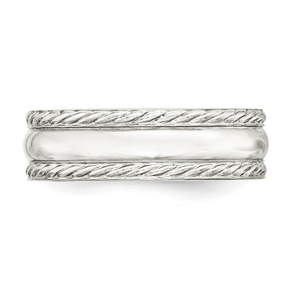 Sterlingsilber 6mm Poliert Gewölbt Kordel Kante Fantasie Ring Größe 7 (size 7 Nur)