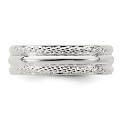 Sterlingsilber 6mm Poliert Gewölbt Kordel Kante Fantasie Ring Größe 7 (size 7 Nur)