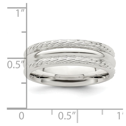 Sterlingsilber 6mm Poliert Gewölbt Kordel Kante Fantasie Ring Größe 7 (size 7 Nur)