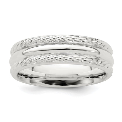 Sterlingsilber 6mm Poliert Gewölbt Kordel Kante Fantasie Ring Größe 7 (size 7 Nur)