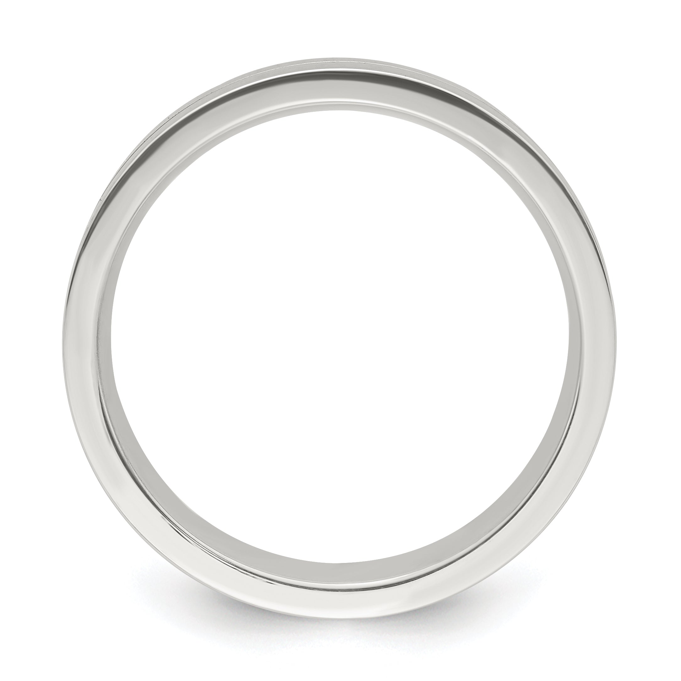 Sterlingsilber 6mm Poliert Flach Gerillt Mittig Fantasie Ring