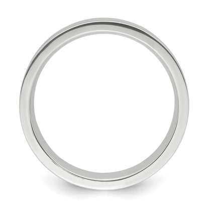 Sterlingsilber 6mm Poliert Flach Gerillt Mittig Fantasie Ring