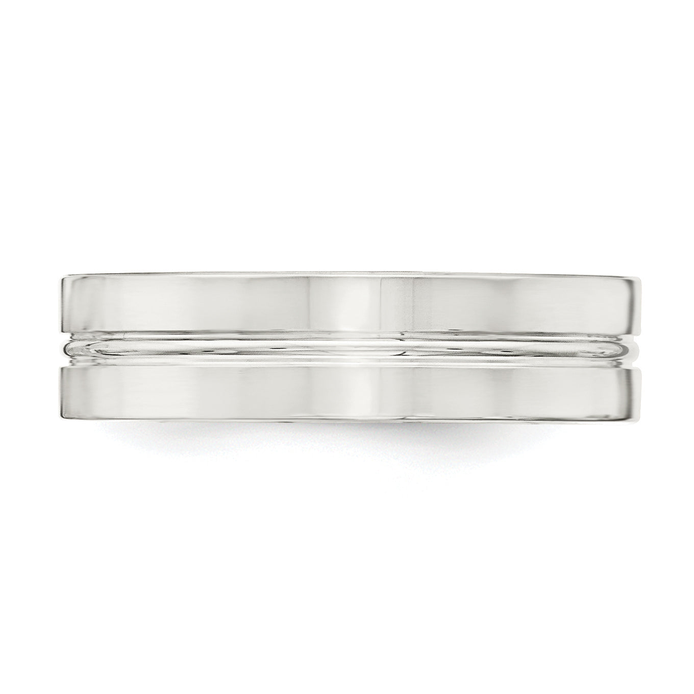 Sterlingsilber 6mm Poliert Flach Gerillt Mittig Fantasie Ring