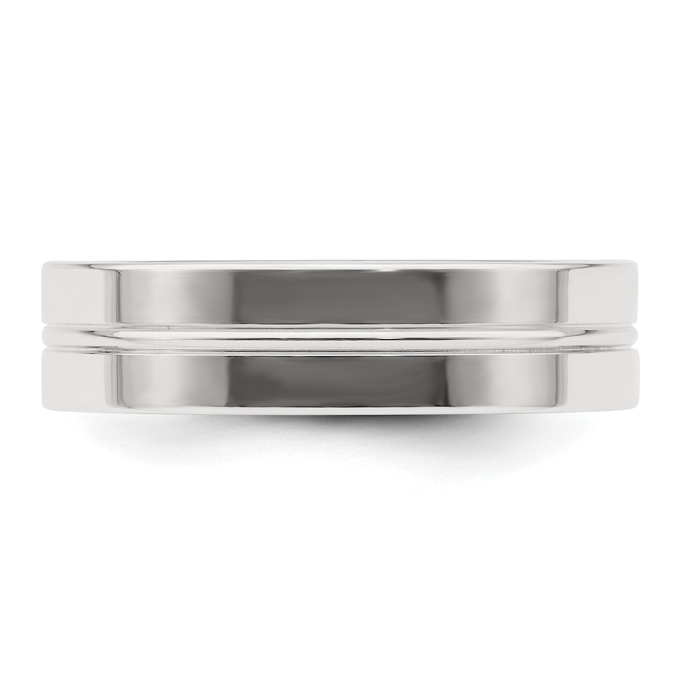 Sterlingsilber 6mm Poliert Flach Gerillt Mittig Fantasie Ring