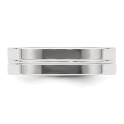 Sterlingsilber 6mm Poliert Flach Gerillt Mittig Fantasie Ring