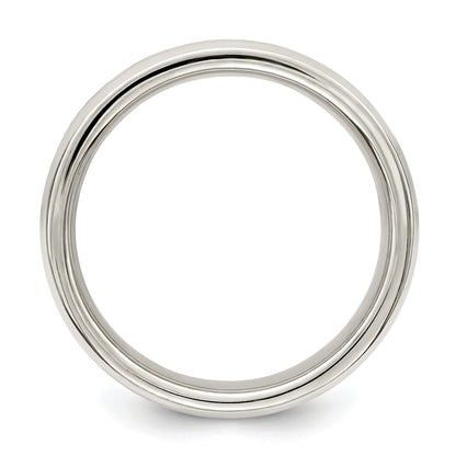 Sterlingsilber 6mm Poliert Flach Gerillt Fantasie Ring