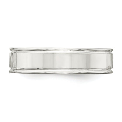 Sterlingsilber 6mm Poliert Flach Gerillt Fantasie Ring