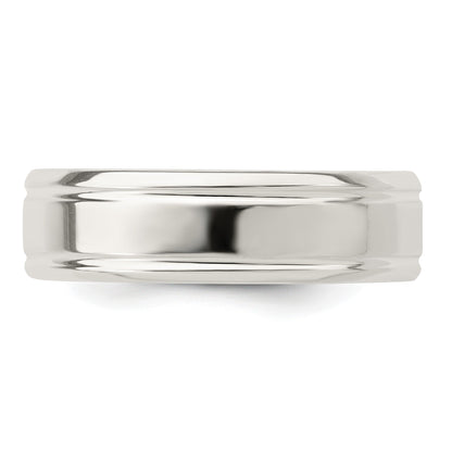 Sterlingsilber 6mm Poliert Flach Gerillt Fantasie Ring