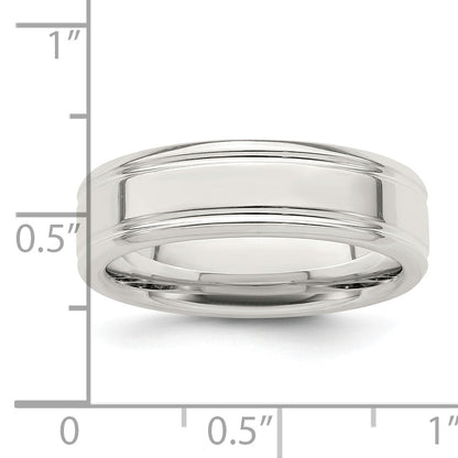 Sterlingsilber 6mm Poliert Flach Gerillt Fantasie Ring