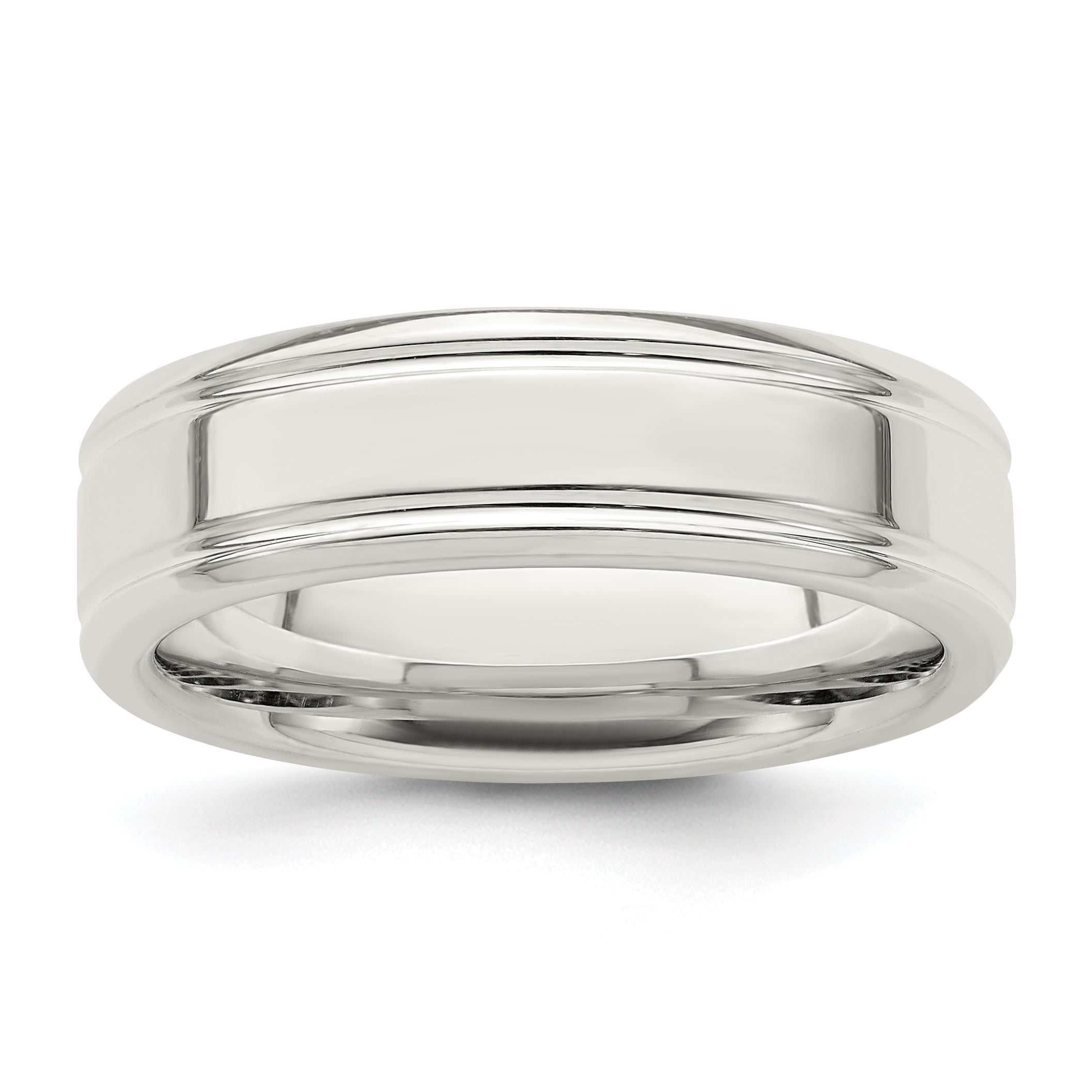Sterlingsilber 6mm Poliert Flach Gerillt Fantasie Ring