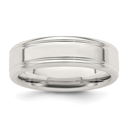 Sterlingsilber 6mm Poliert Flach Gerillt Fantasie Ring