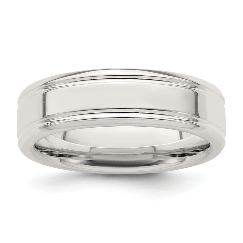 Sterlingsilber 6mm Poliert Flach Gerillt Fantasie Ring