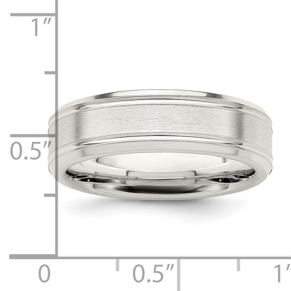 Sterlingsilber Ss 6mm Gebürstet Fantasie Ring Größe 6.5