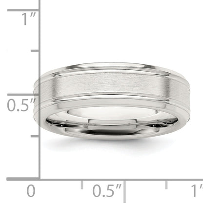 Sterlingsilber Ss 6mm Gebürstet Fantasie Ring Größe 6.5