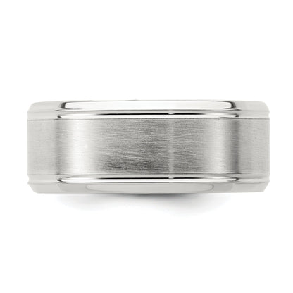 Sterlingsilber Rhodiniert 8mm Gebürstet Fantasie Ring