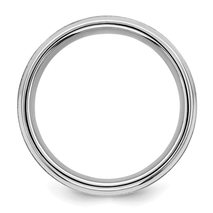 Sterlingsilber Rhodiniert 8mm Gebürstet Fantasie Ring