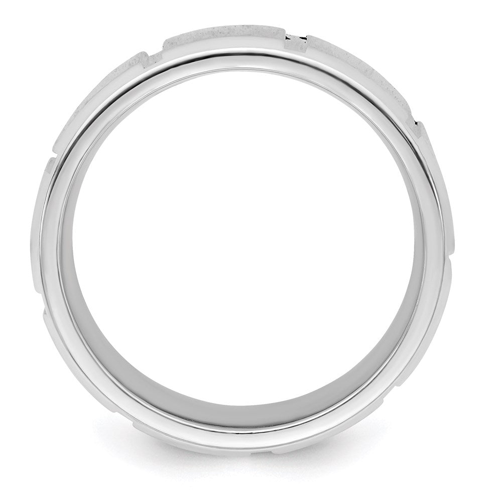 Sterlingsilber 8mm Poliert Flach Notched Abgeschrägt Kante Fantasie Ring Größe 13 (size 13 Nur)