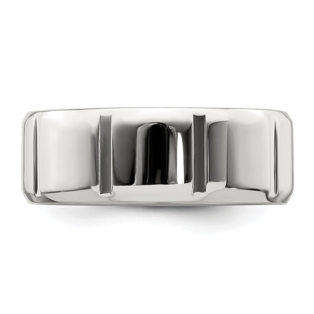 Sterlingsilber 8mm Poliert Flach Notched Abgeschrägt Kante Fantasie Ring Größe 13 (size 13 Nur)