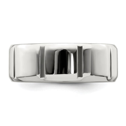 Sterlingsilber 8mm Poliert Flach Notched Abgeschrägt Kante Fantasie Ring Größe 13 (size 13 Nur)