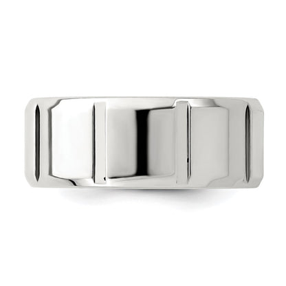 Sterlingsilber 8mm Poliert Flach Notched Abgeschrägt Kante Fantasie Ring Größe 13 (size 13 Nur)