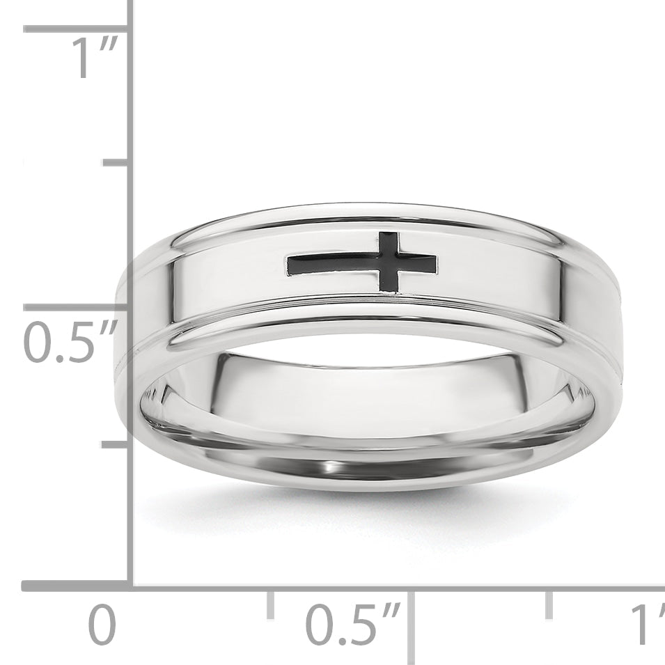 Sterlingsilber 6mm Emaille Kreuz Fantasie Ring