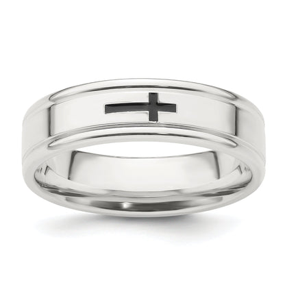 Sterlingsilber 6mm Emaille Kreuz Fantasie Ring