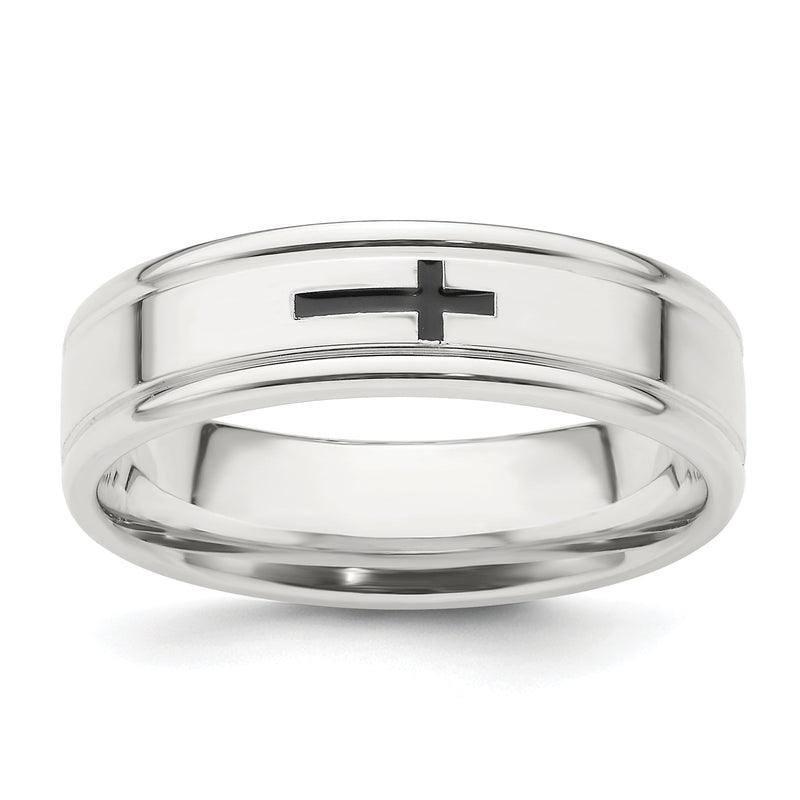 Sterlingsilber 6mm Emaille Kreuz Fantasie Ring