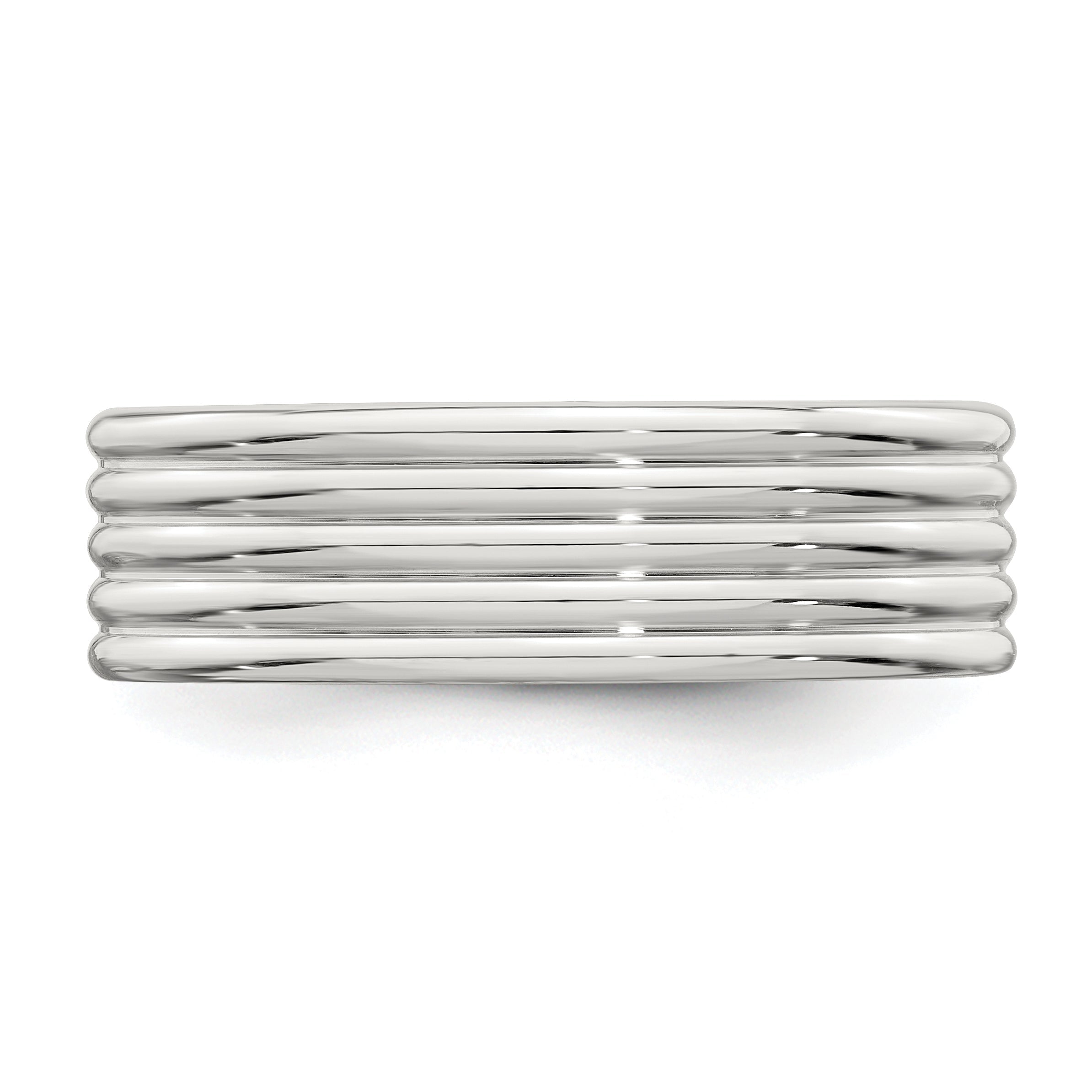 Sterlingsilber 7mm Poliert 5 Reihe Fantasie Ring