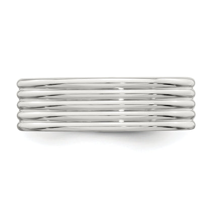 Sterlingsilber 7mm Poliert 5 Reihe Fantasie Ring