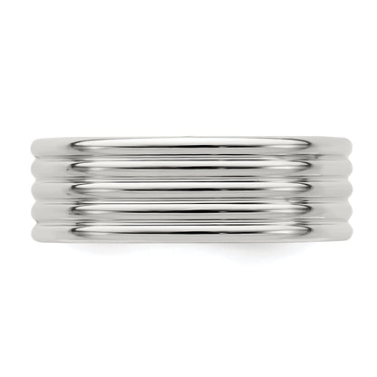 Sterlingsilber 7mm Poliert 5 Reihe Fantasie Ring