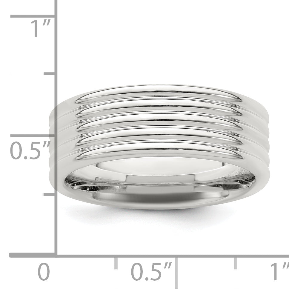 Sterlingsilber 7mm Poliert 5 Reihe Fantasie Ring