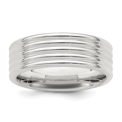 Sterlingsilber 7mm Poliert 5 Reihe Fantasie Ring