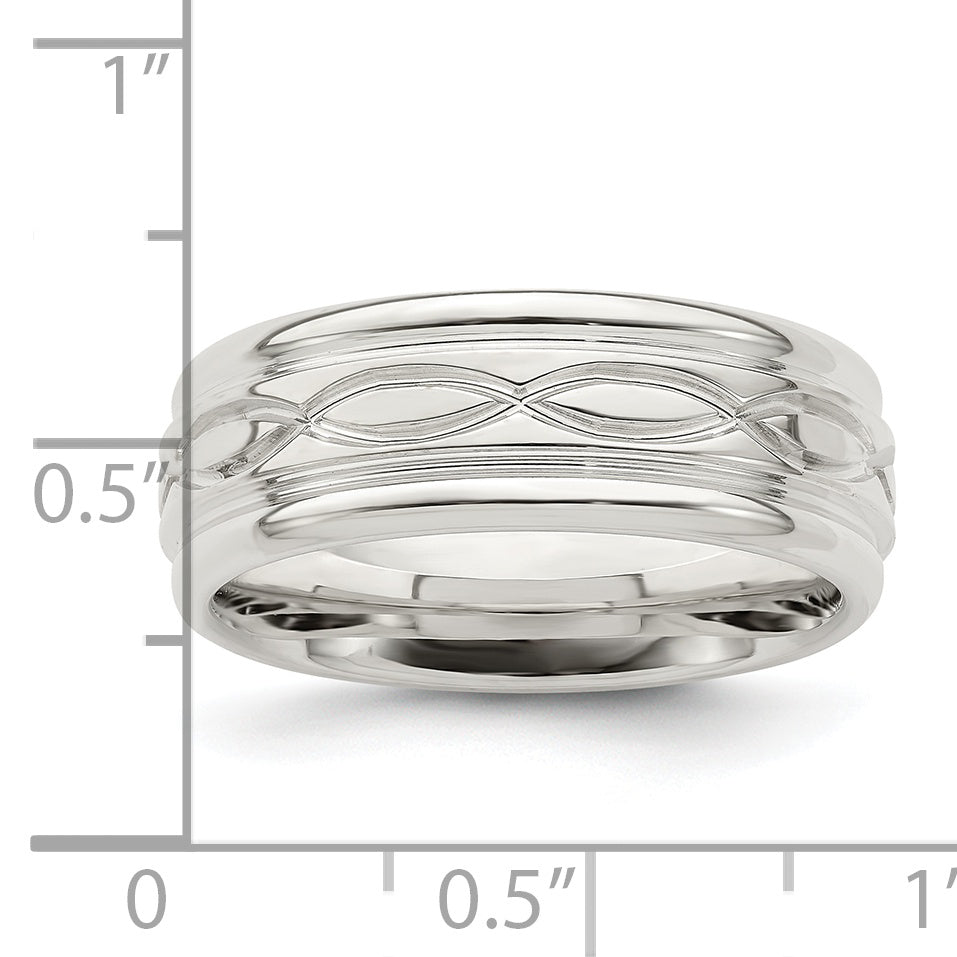 Sterlingsilber Ss 7mm Poliert Fantasie Ring